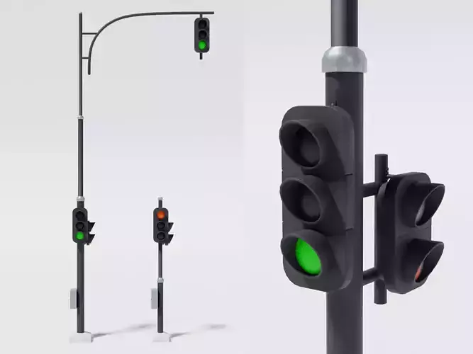 Street traffic lights Low-poly 3D model