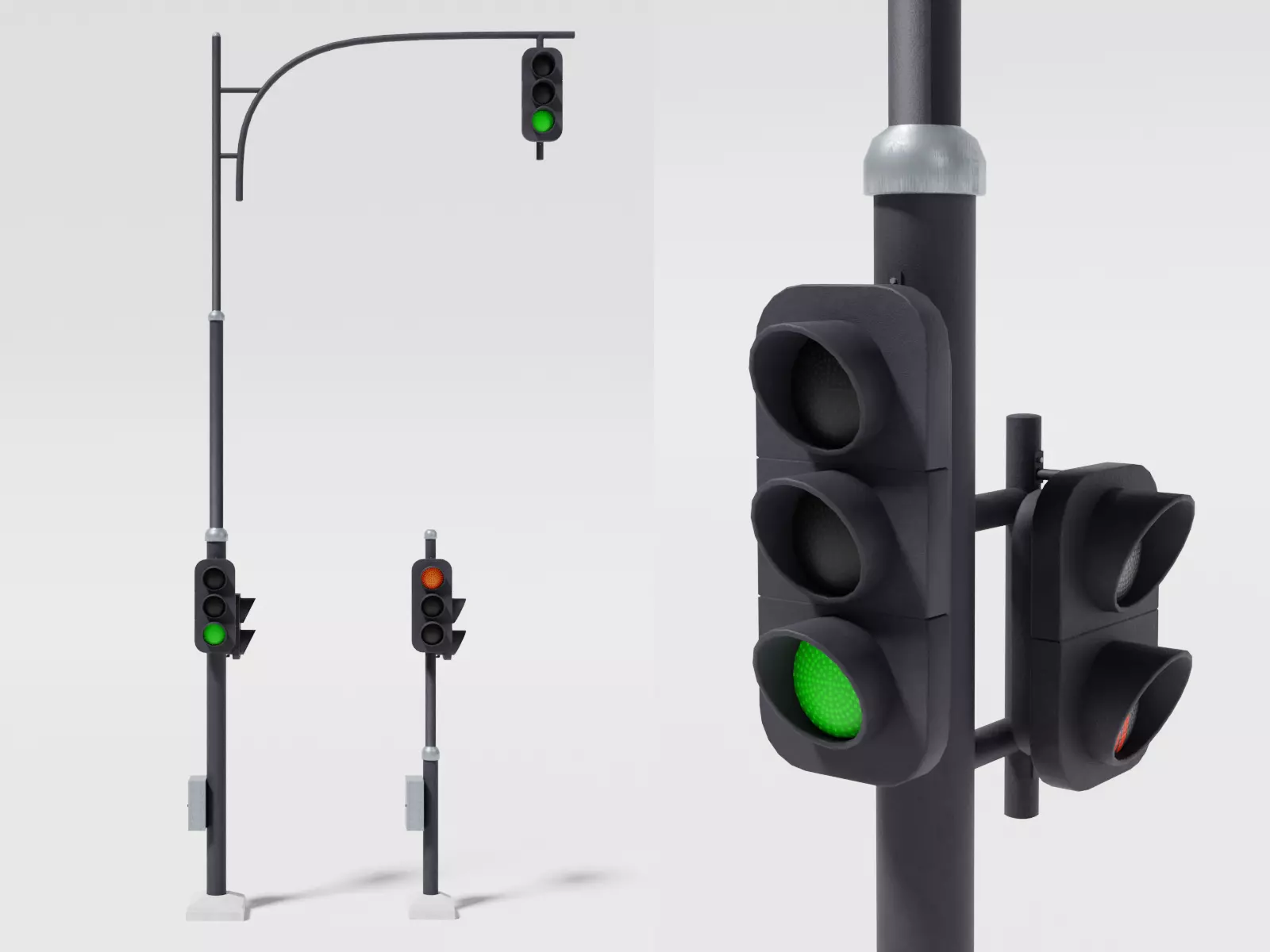 Street traffic lights Low-poly 3D model_0