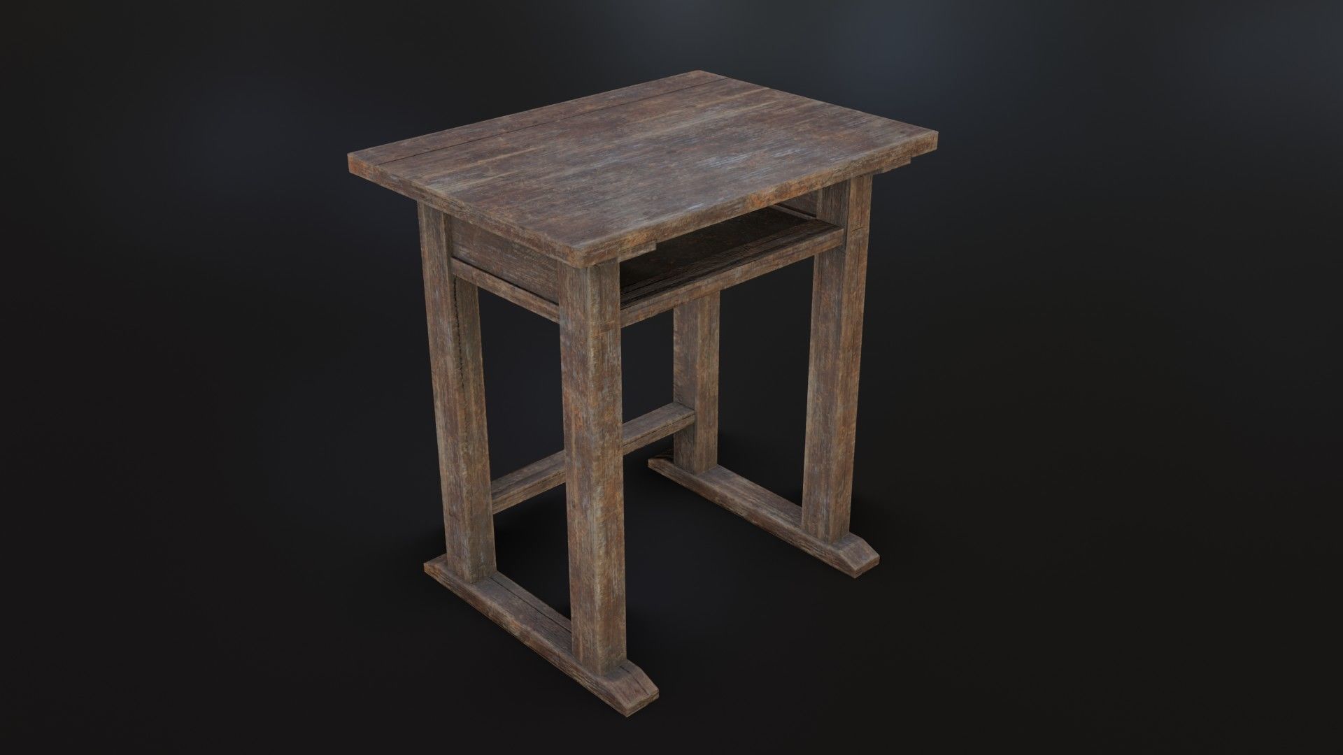 Old Dirty School Desk Low-poly 3D model_33