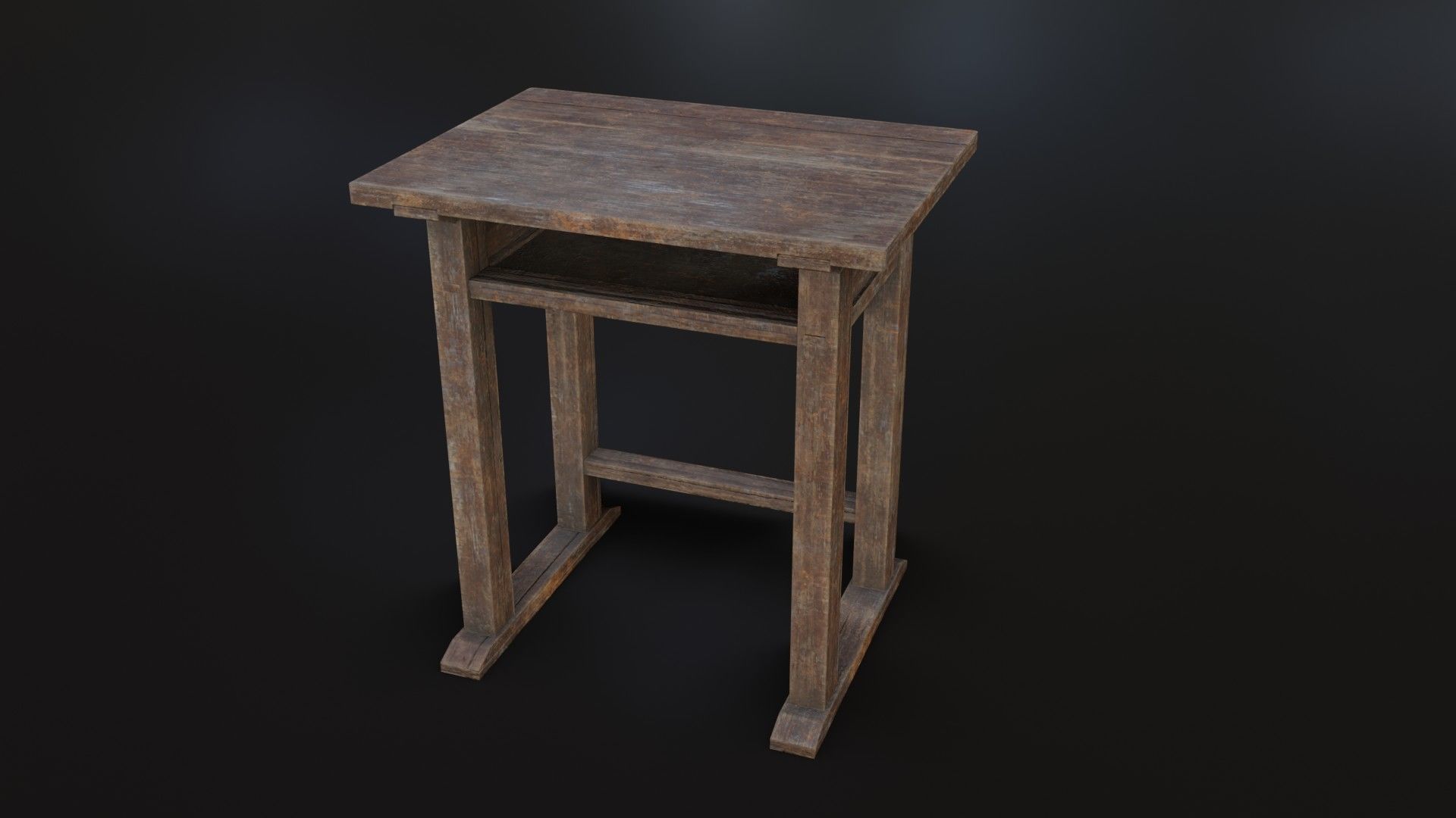 Old Dirty School Desk Low-poly 3D model_5