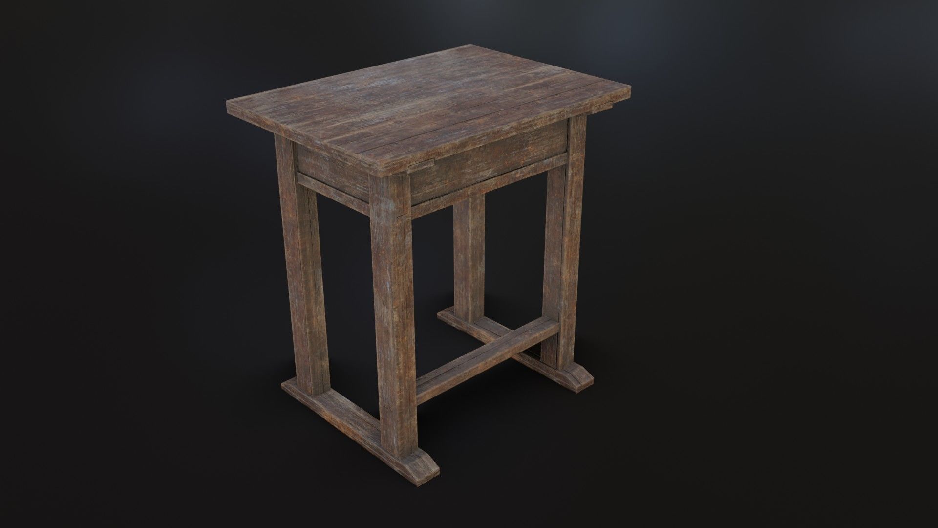 Old Dirty School Desk Low-poly 3D model_16