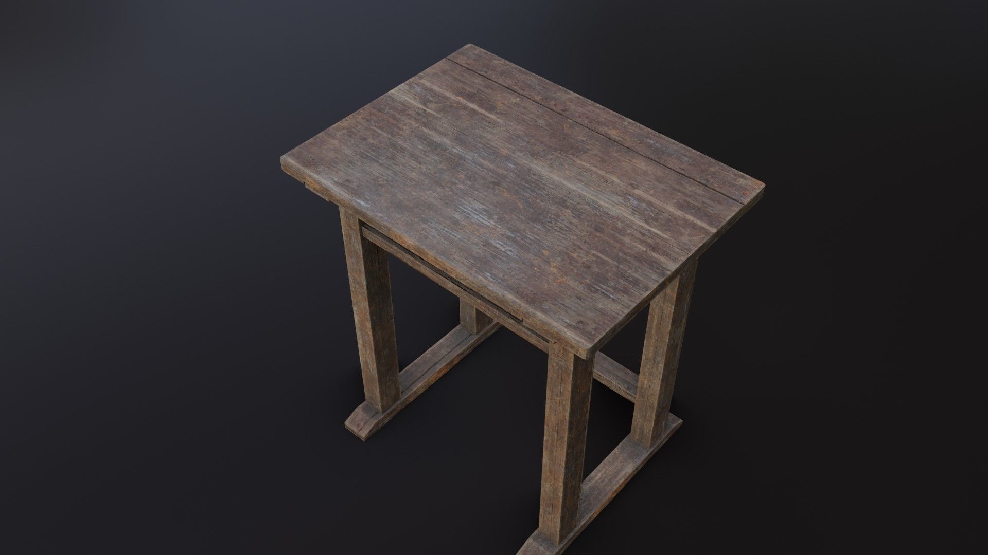 Old Dirty School Desk Low-poly 3D model_38