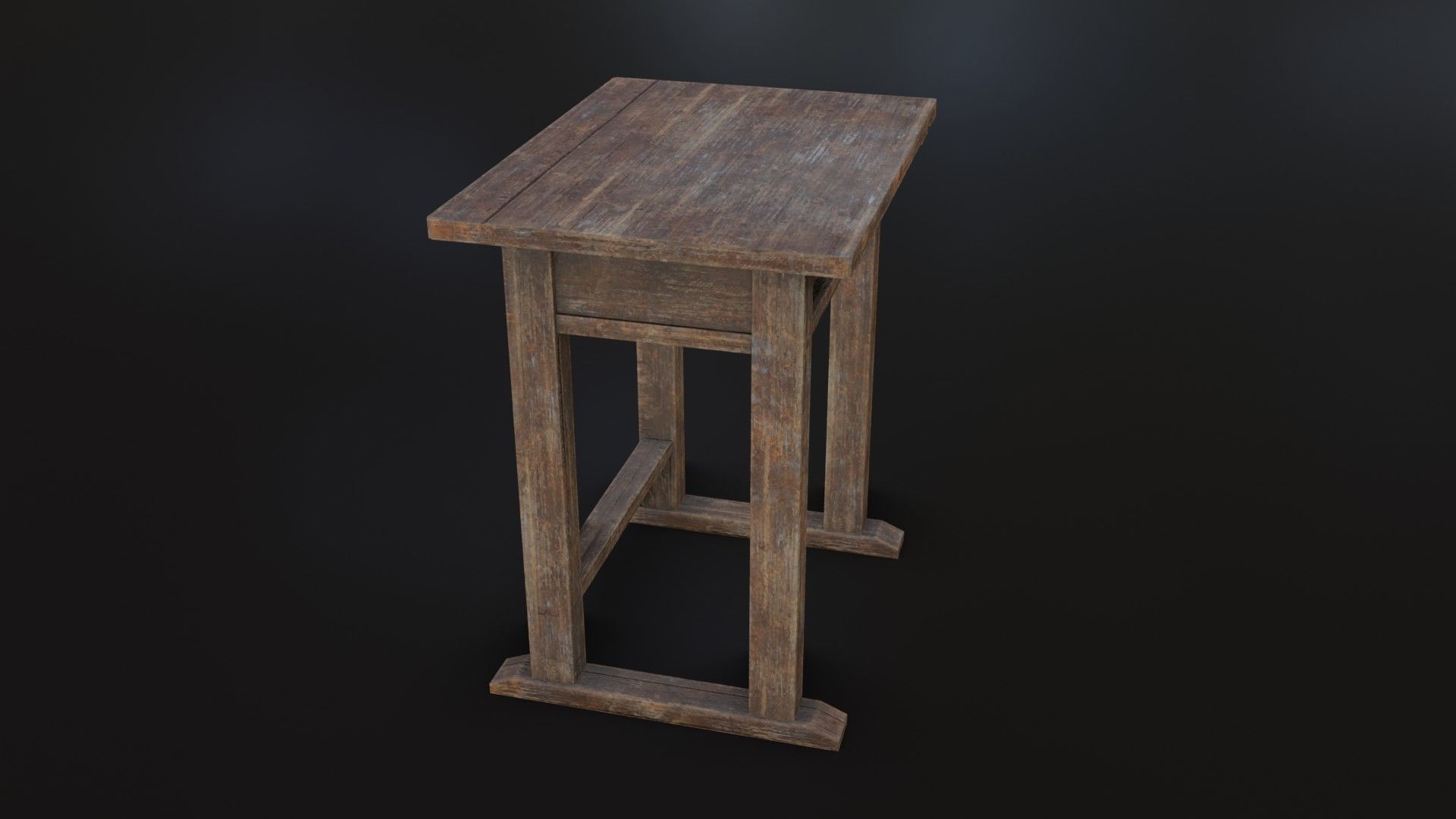 Old Dirty School Desk Low-poly 3D model_30