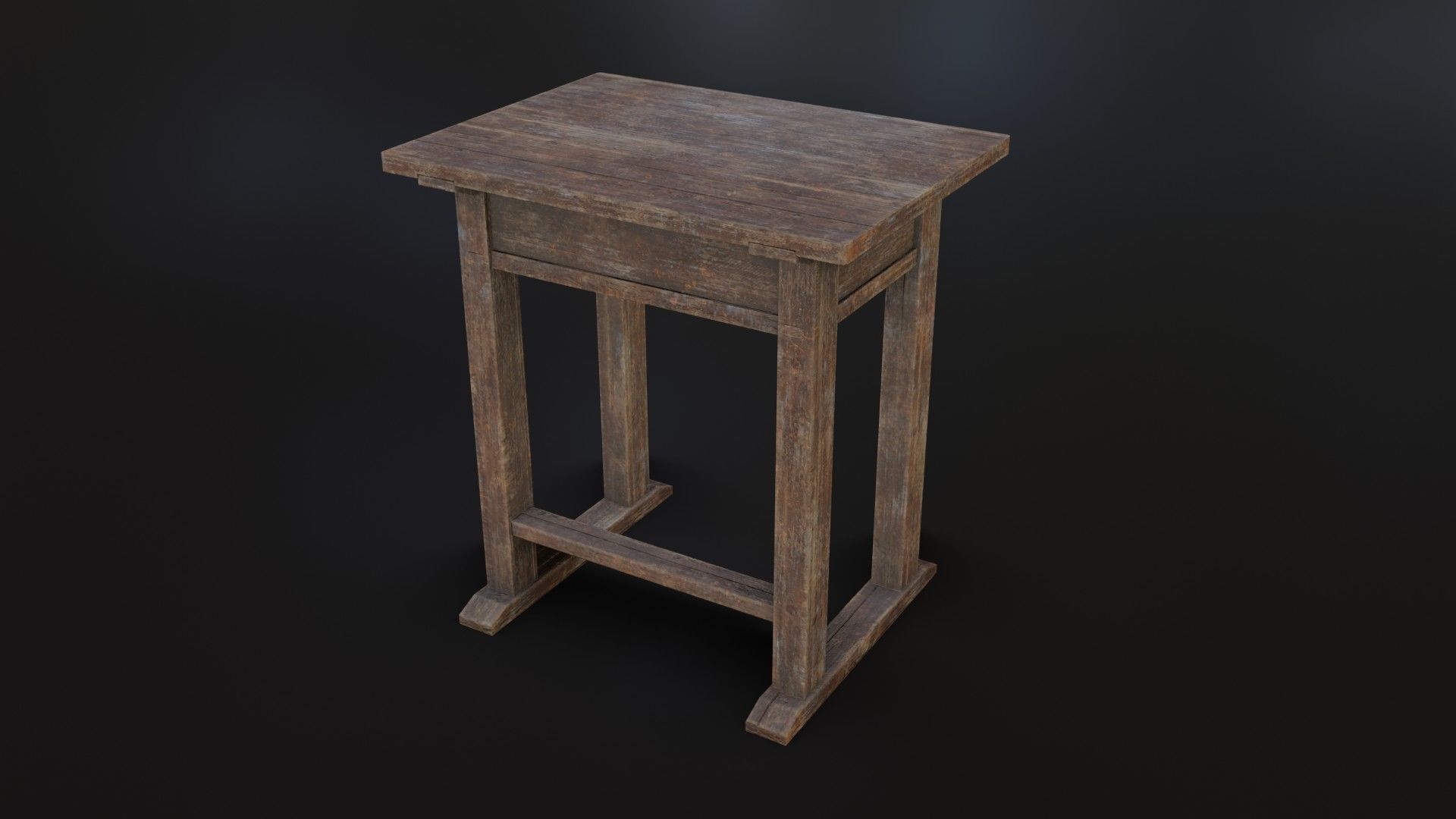 Old Dirty School Desk Low-poly 3D model_23