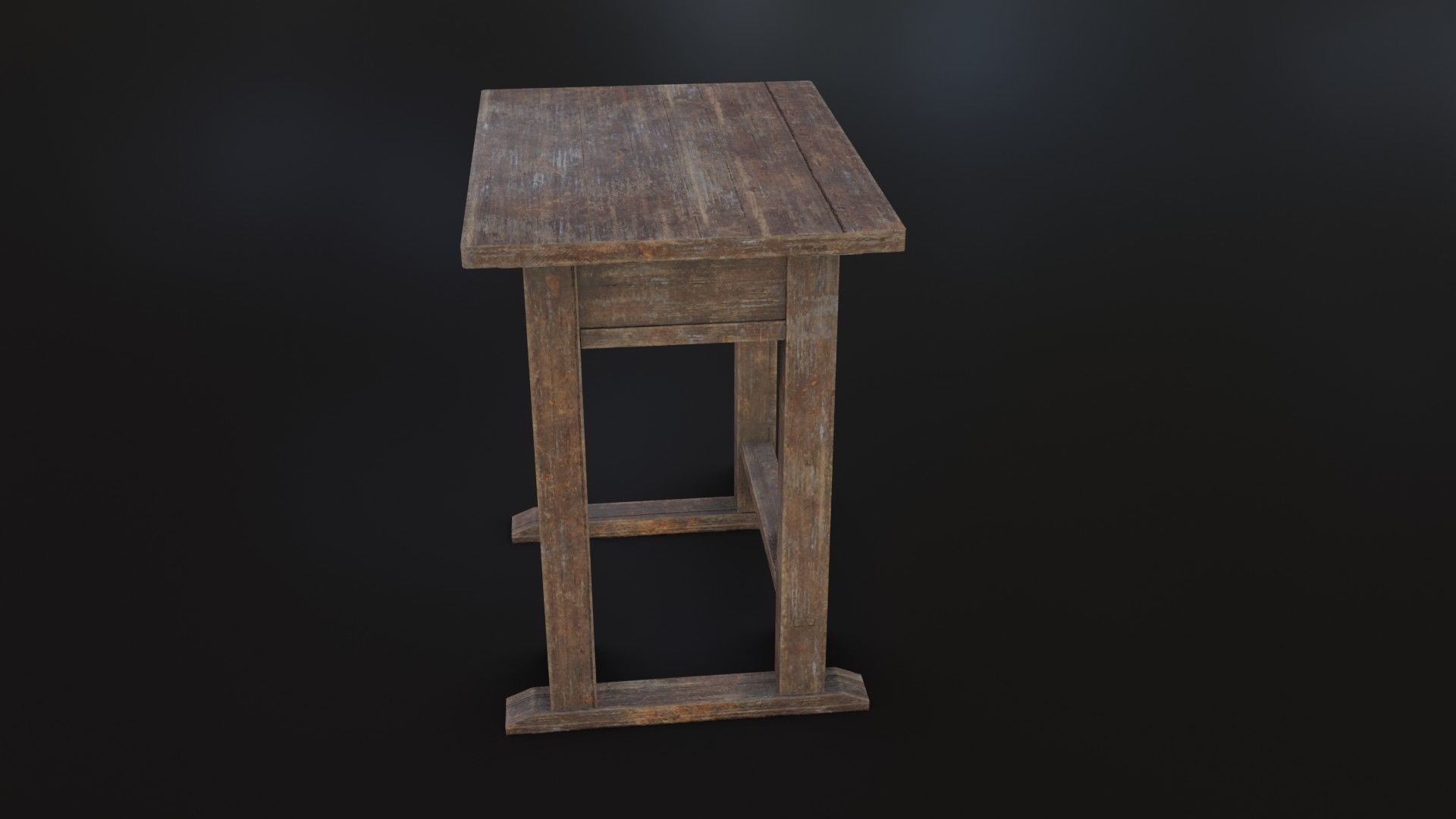 Old Dirty School Desk Low-poly 3D model_11