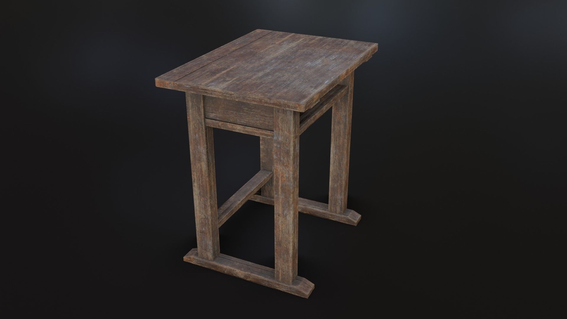 Old Dirty School Desk Low-poly 3D model_31