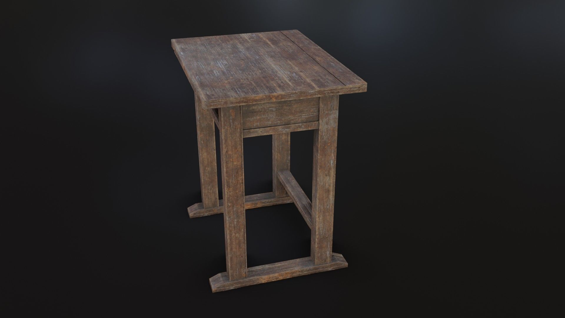 Old Dirty School Desk Low-poly 3D model_10