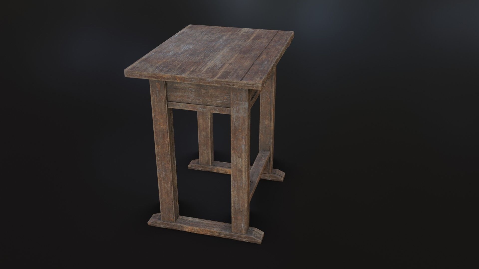 Old Dirty School Desk Low-poly 3D model_13