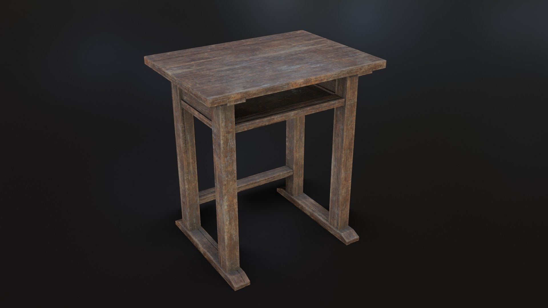 Old Dirty School Desk Low-poly 3D model_34