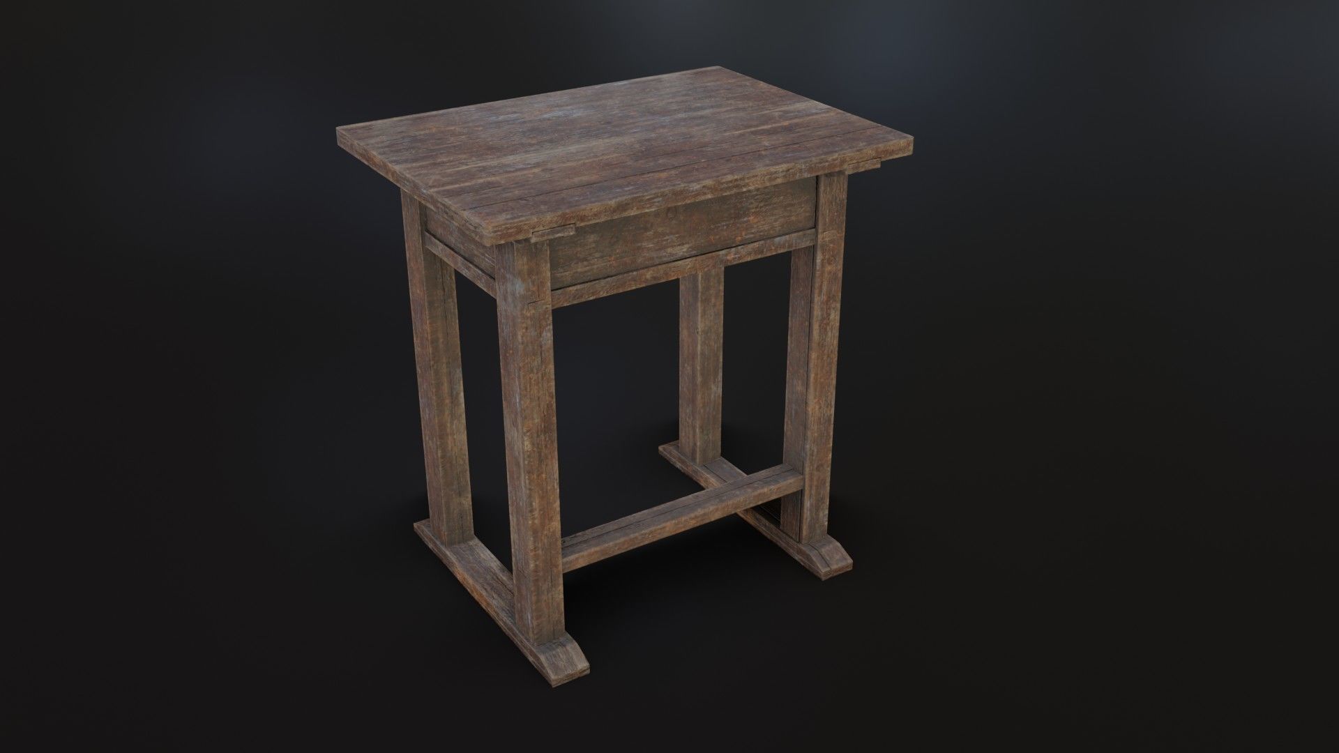 Old Dirty School Desk Low-poly 3D model_17