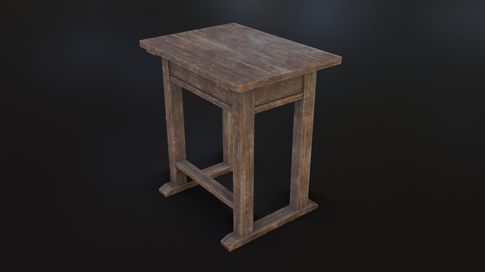 Old Dirty School Desk Low-poly 3D model_25