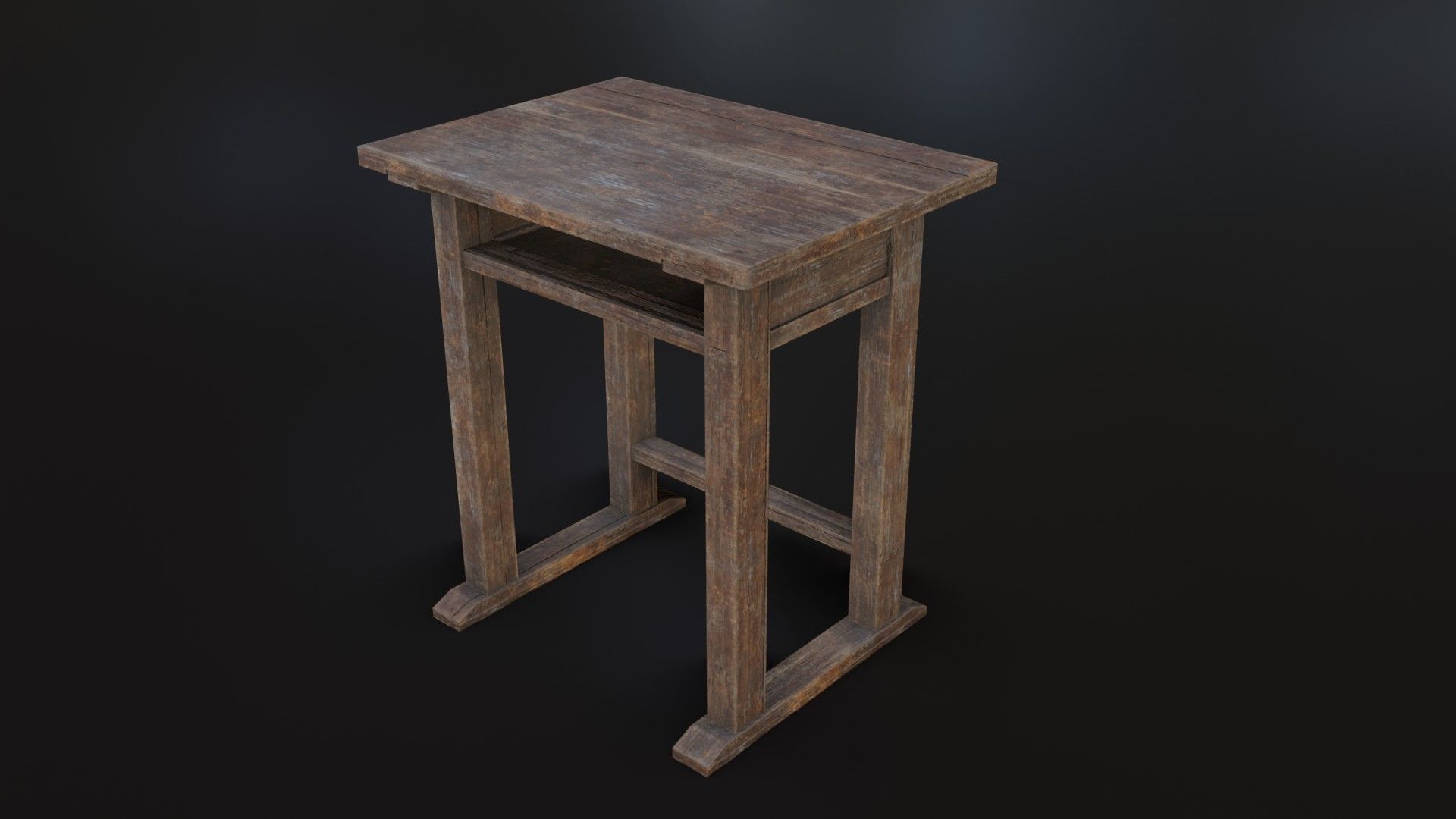 Old Dirty School Desk Low-poly 3D model_7