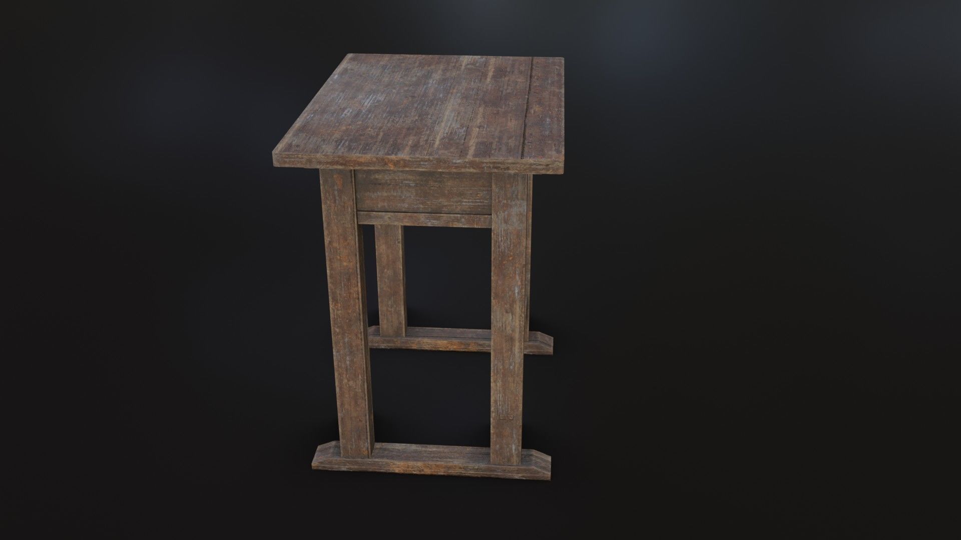 Old Dirty School Desk Low-poly 3D model_12
