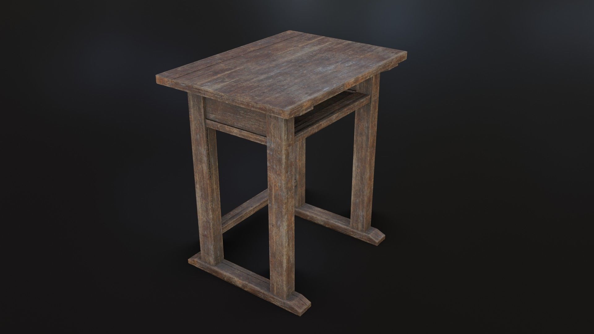 Old Dirty School Desk Low-poly 3D model_32