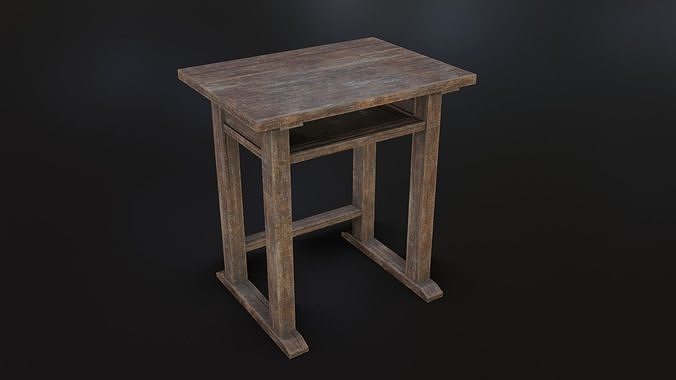 Old Dirty School Desk Low-poly 3D model
