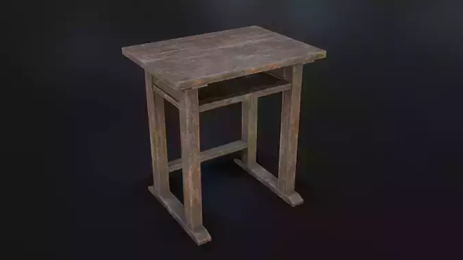 Old Dirty School Desk Low-poly 3D model