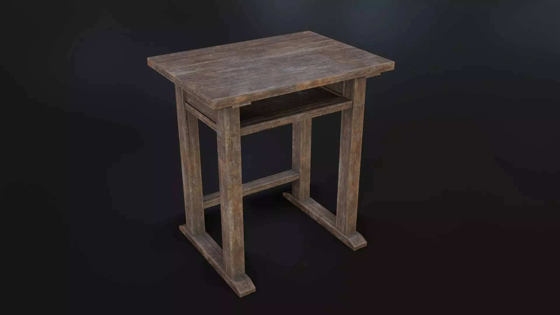 Old Dirty School Desk Low-poly 3D model_0
