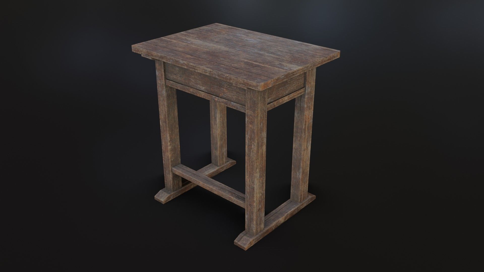 Old Dirty School Desk Low-poly 3D model_24