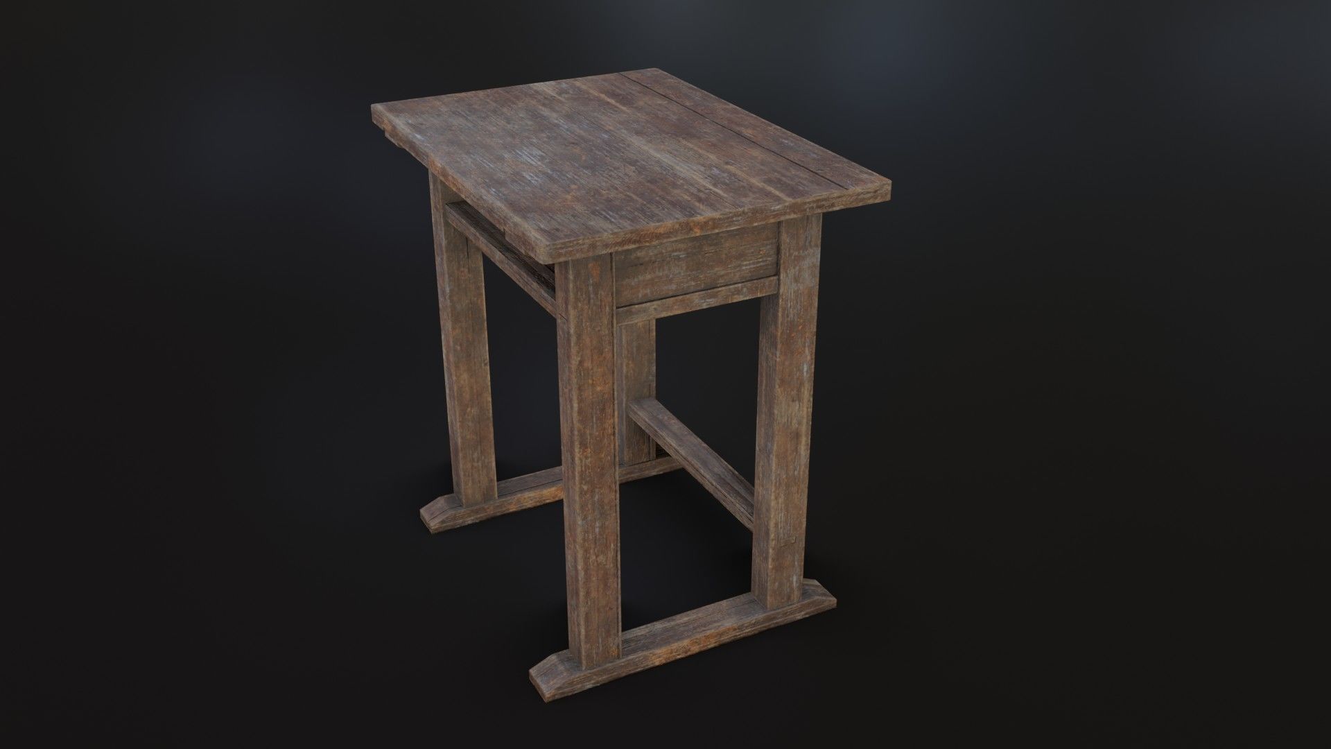 Old Dirty School Desk Low-poly 3D model_9