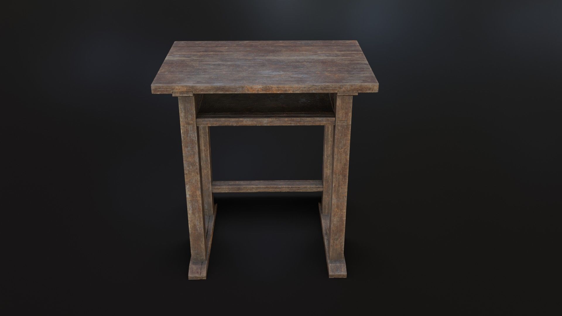 Old Dirty School Desk Low-poly 3D model_3