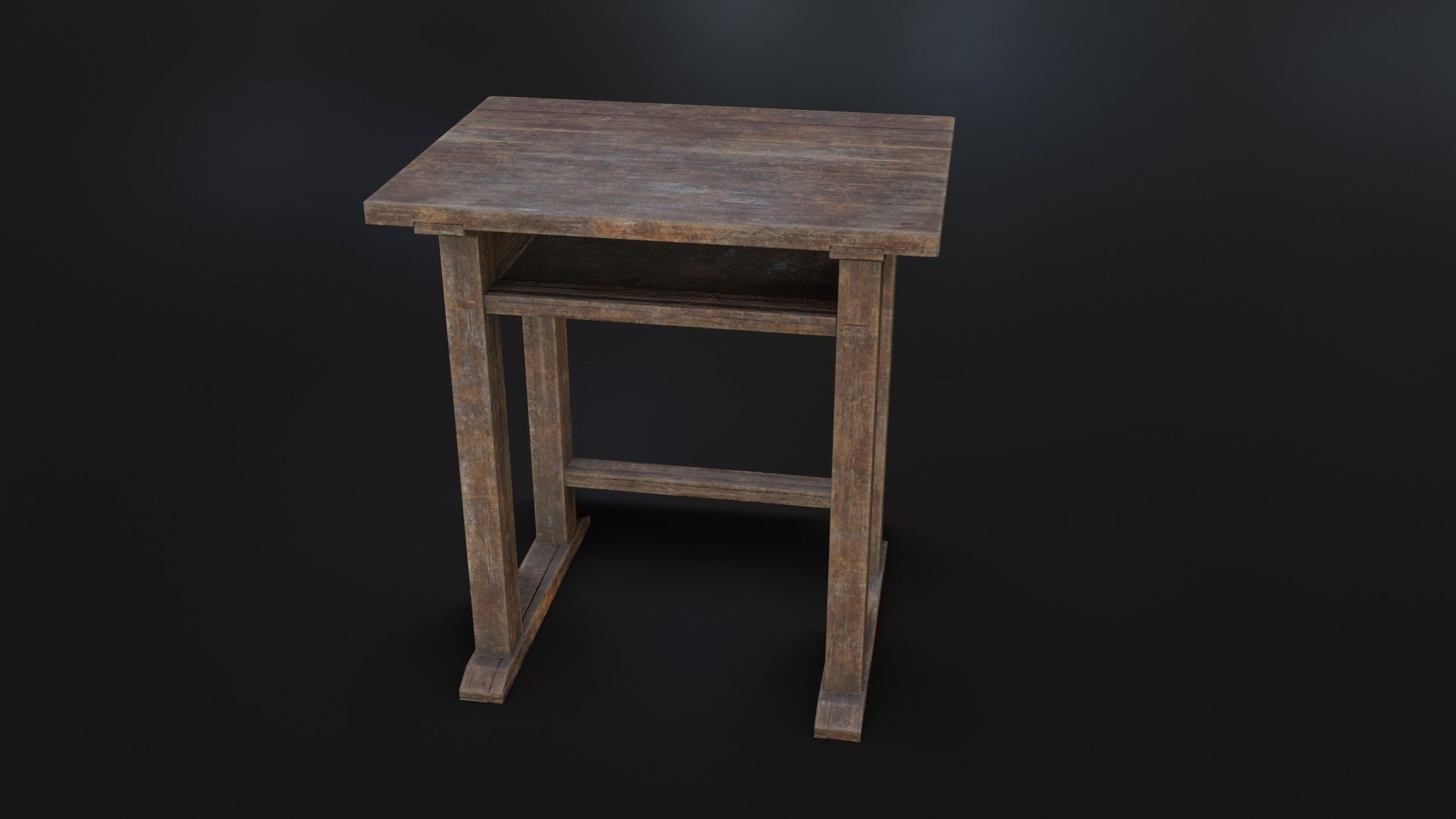 Old Dirty School Desk Low-poly 3D model_4