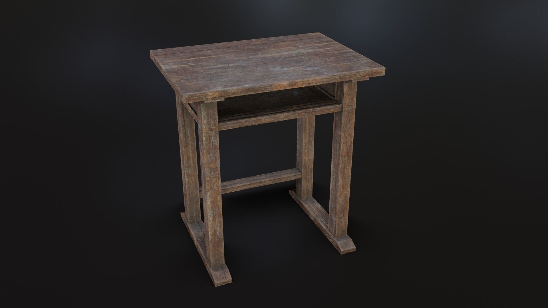 Old Dirty School Desk Low-poly 3D model_1