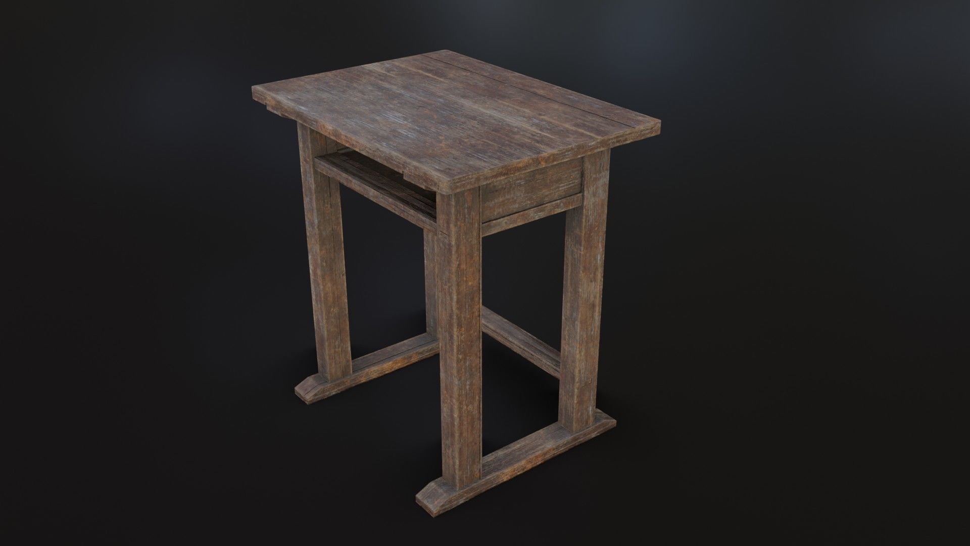 Old Dirty School Desk Low-poly 3D model_8