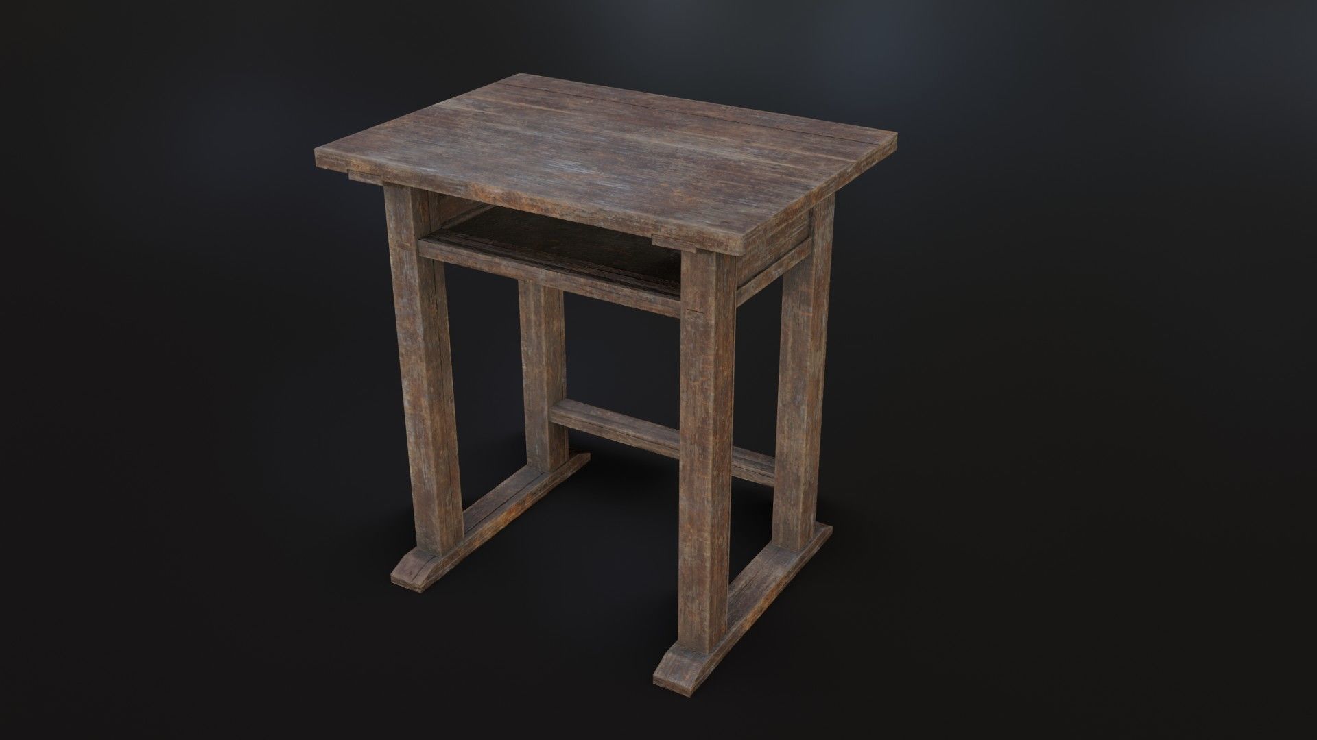 Old Dirty School Desk Low-poly 3D model_6