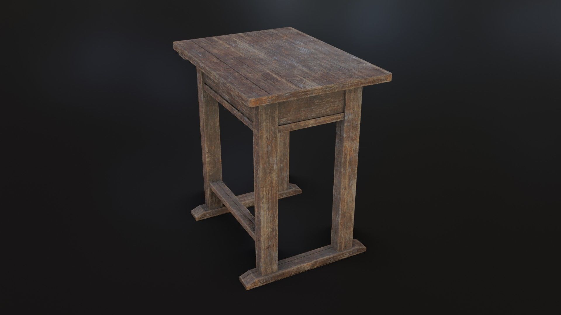 Old Dirty School Desk Low-poly 3D model_26