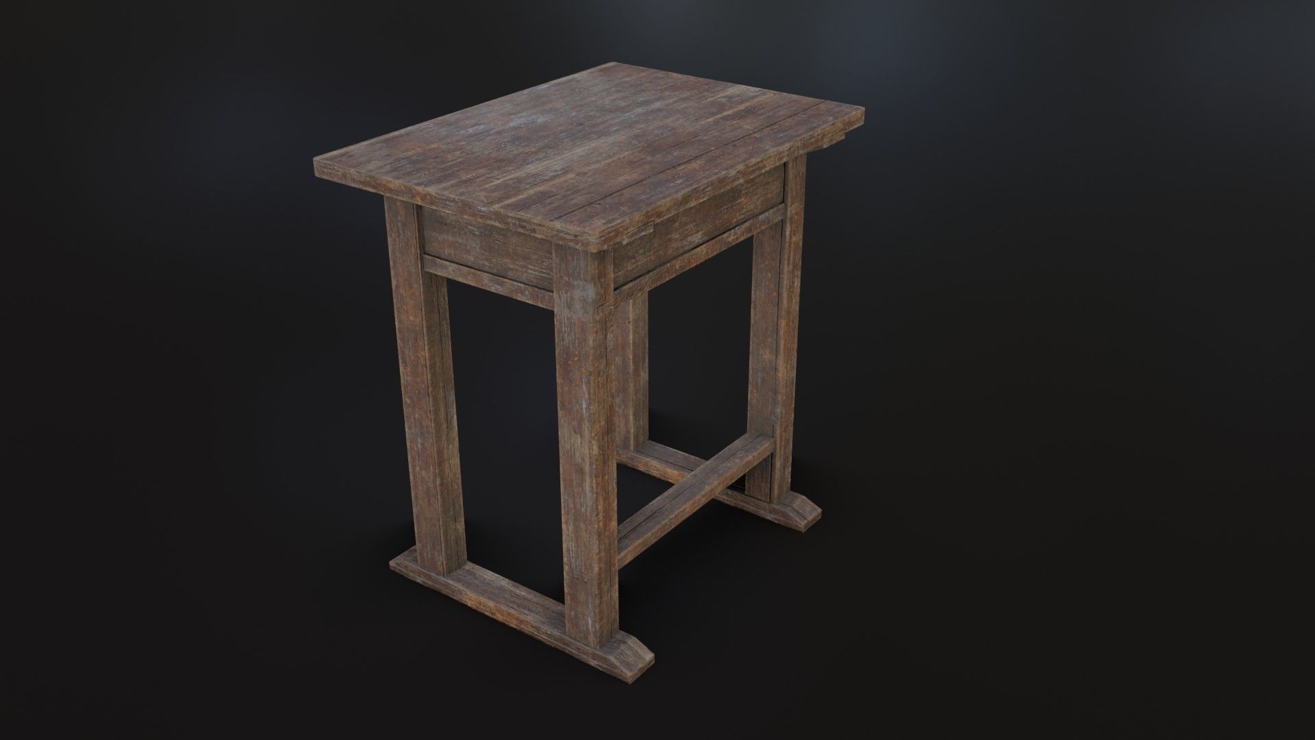 Old Dirty School Desk Low-poly 3D model_15