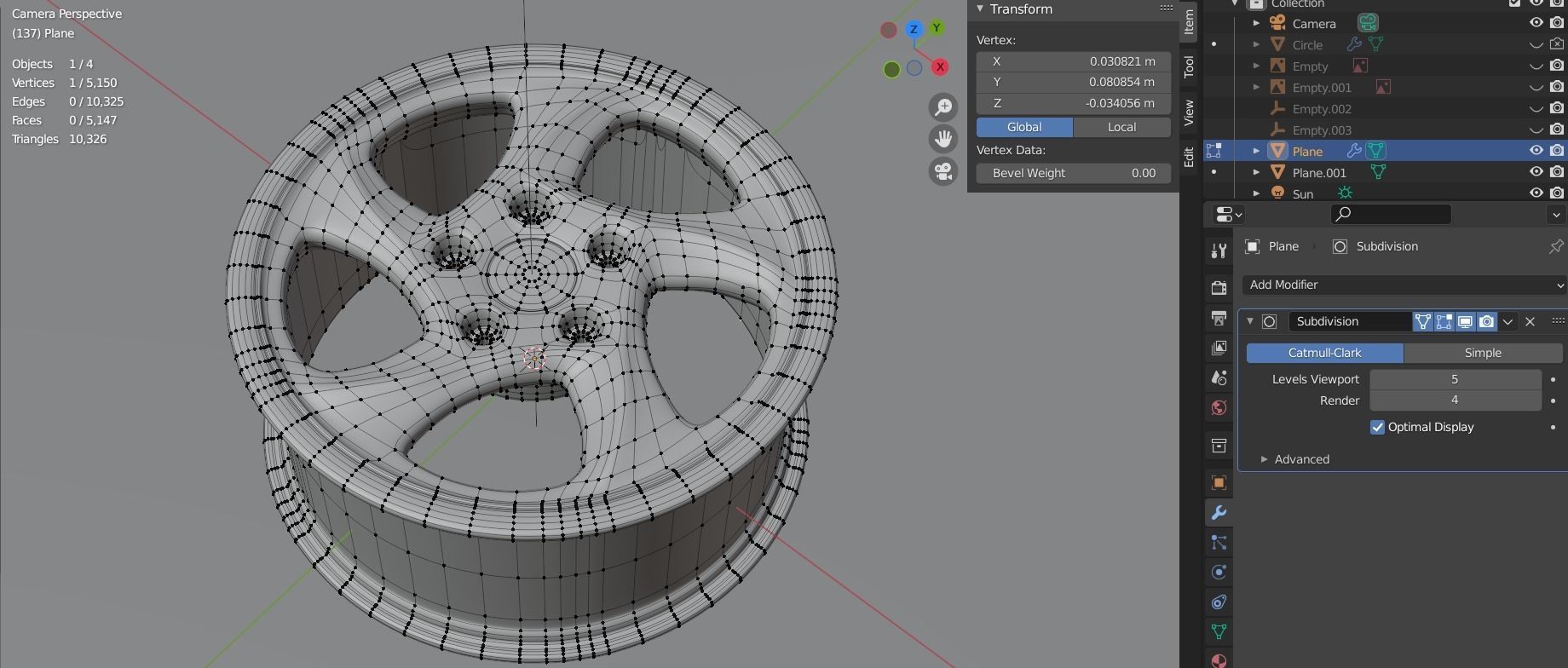 Porche Alloy Wheel Miniature Low-poly 3D model_5