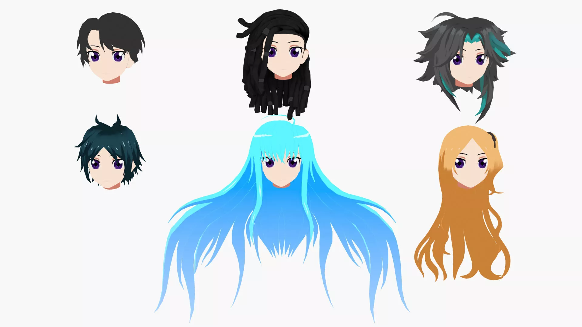 Anime Hair Low-poly 3D model