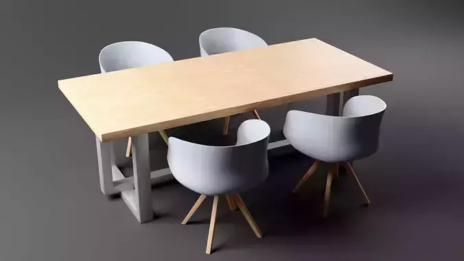 Low Poly Table and chair