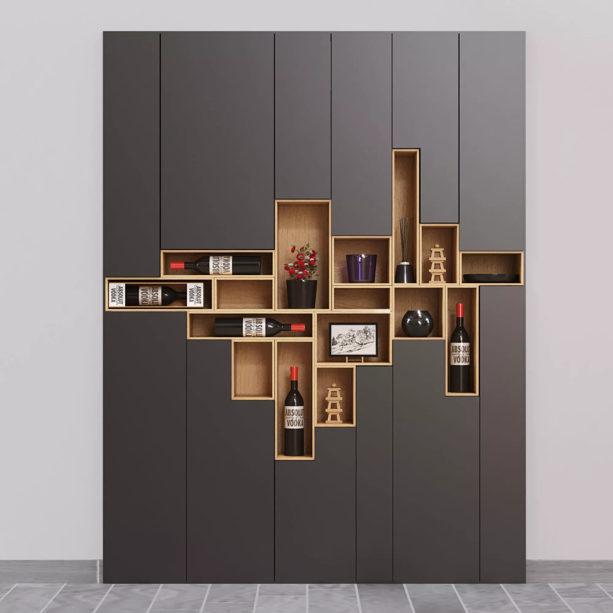 Wardrobe inside the wall 3D model_0