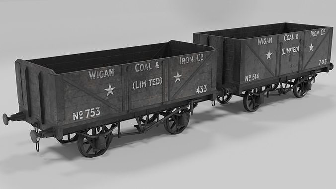 Coal wagons Low-poly 3D model