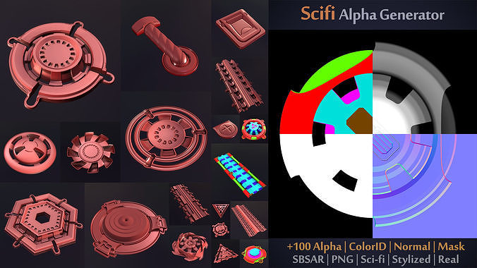 Unique Scifi Alpha Generator - SBSAR - 100 Ready output 3D model