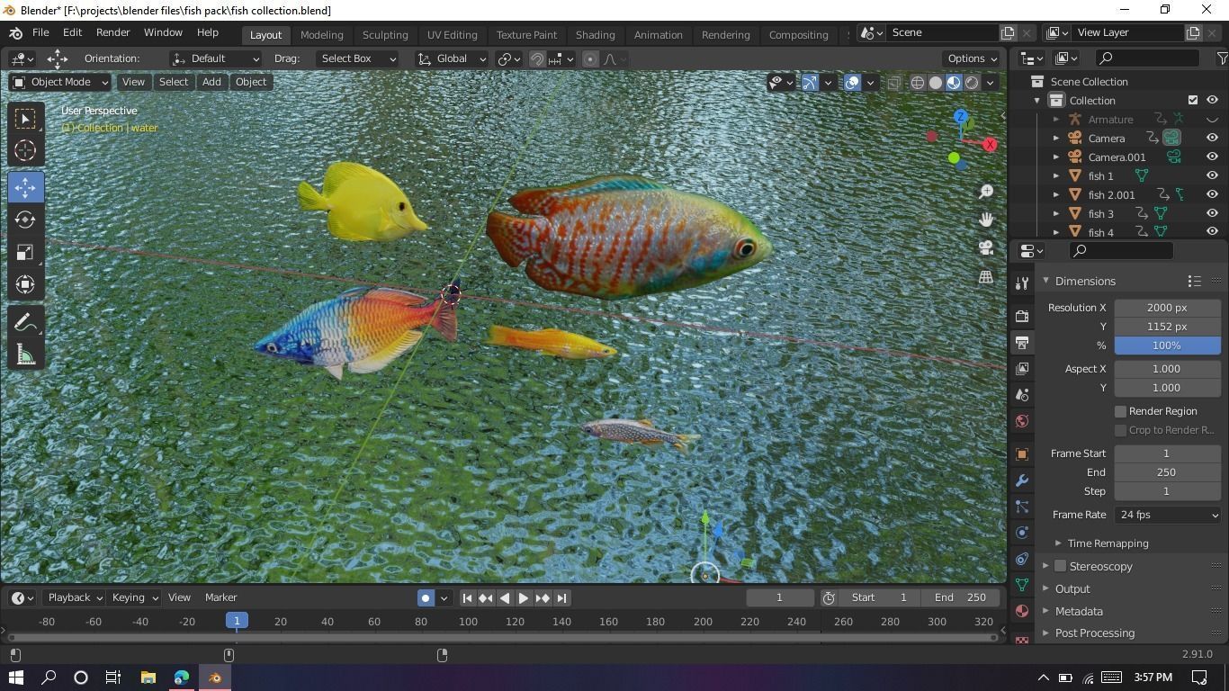 3D Fish model-Set of 5-Materials included Low-poly 3D model_21
