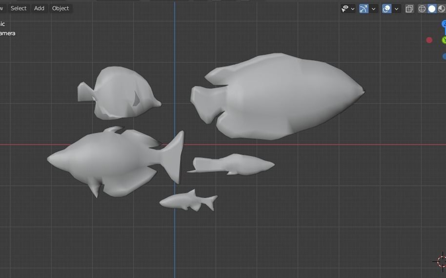 3D Fish model-Set of 5-Materials included Low-poly 3D model_4