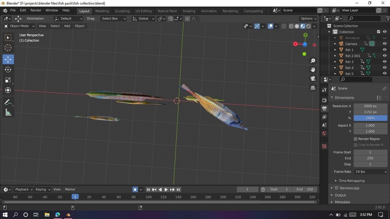 3D Fish model-Set of 5-Materials included Low-poly 3D model_19