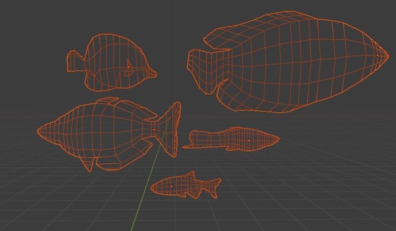 3D Fish model-Set of 5-Materials included Low-poly 3D model_14