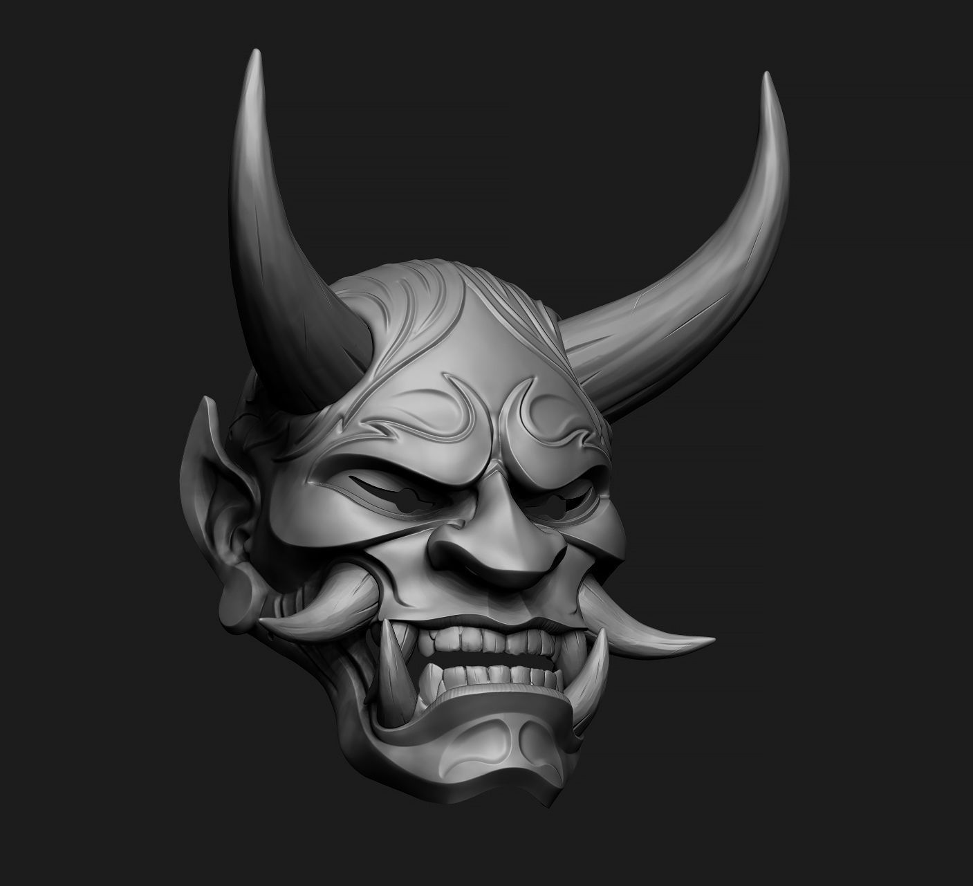 Japanese Hannya Mask Oni Demon Mask Samurai Mask 3D print model 3D model_9