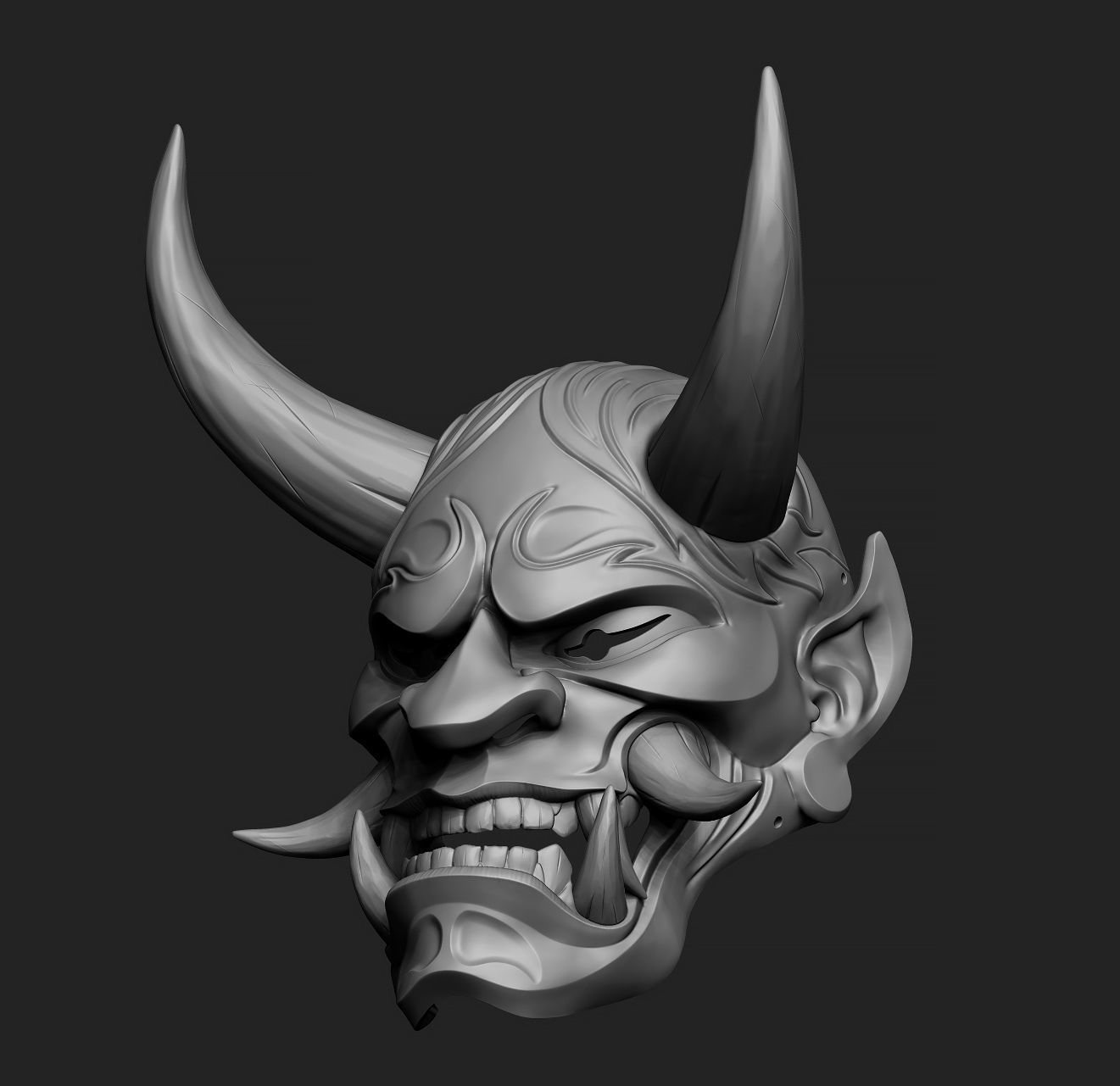 Japanese Hannya Mask Oni Demon Mask Samurai Mask 3D print model 3D model_10