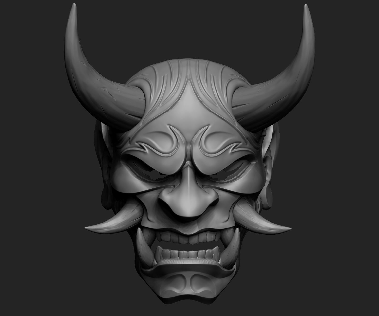 Japanese Hannya Mask Oni Demon Mask Samurai Mask 3D print model 3D model_8