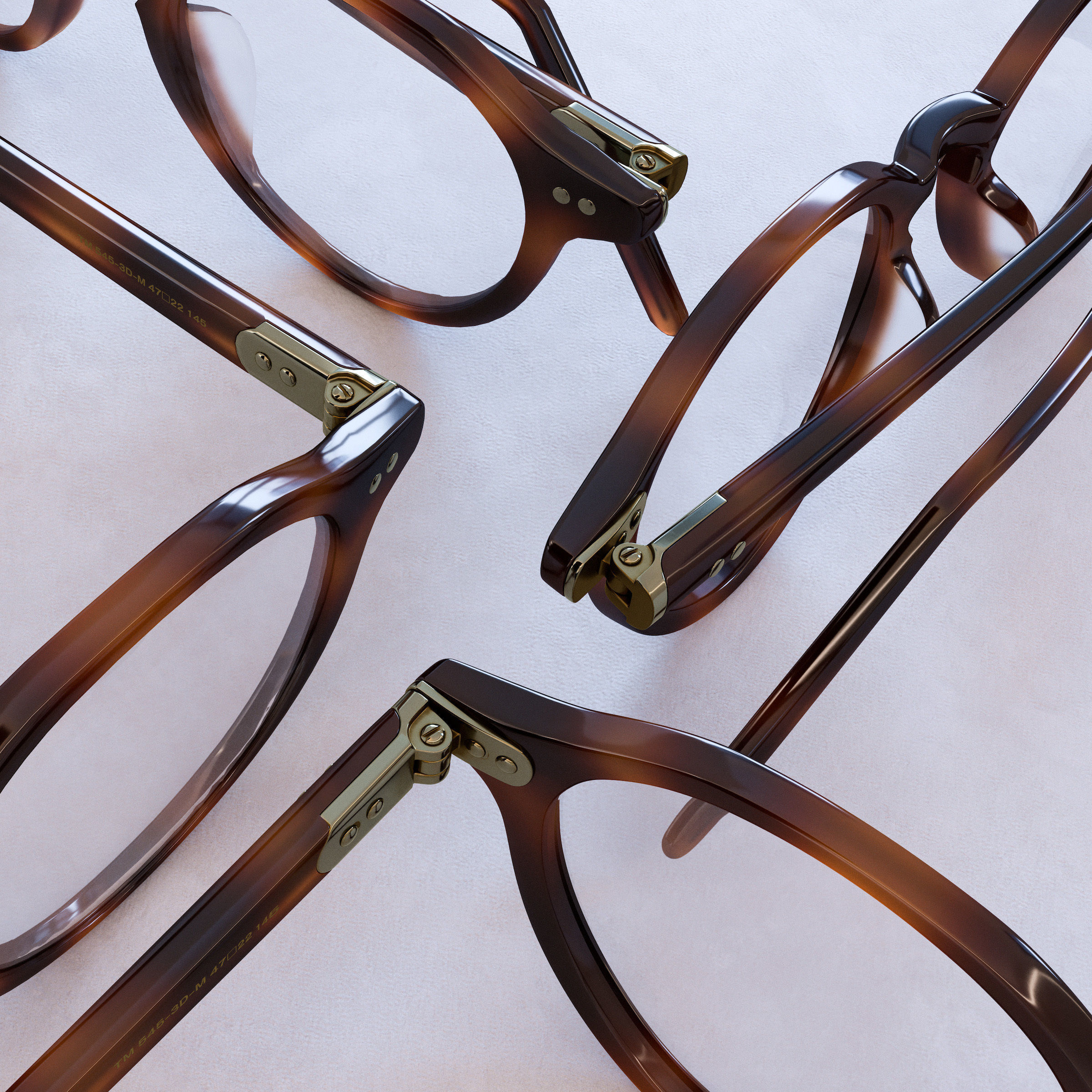 Round Eyeglasses Low-poly 3D model_5