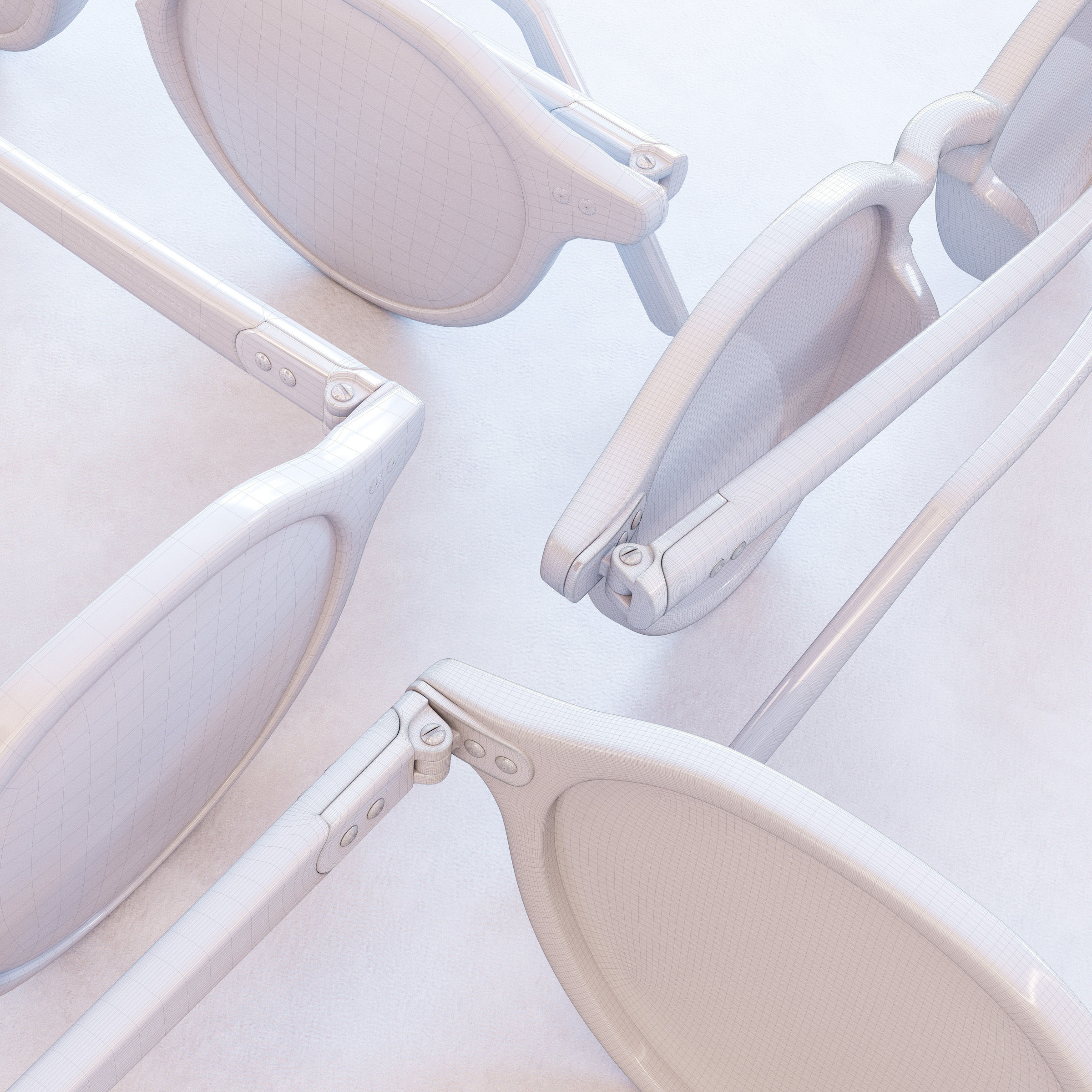 Round Eyeglasses Low-poly 3D model_6