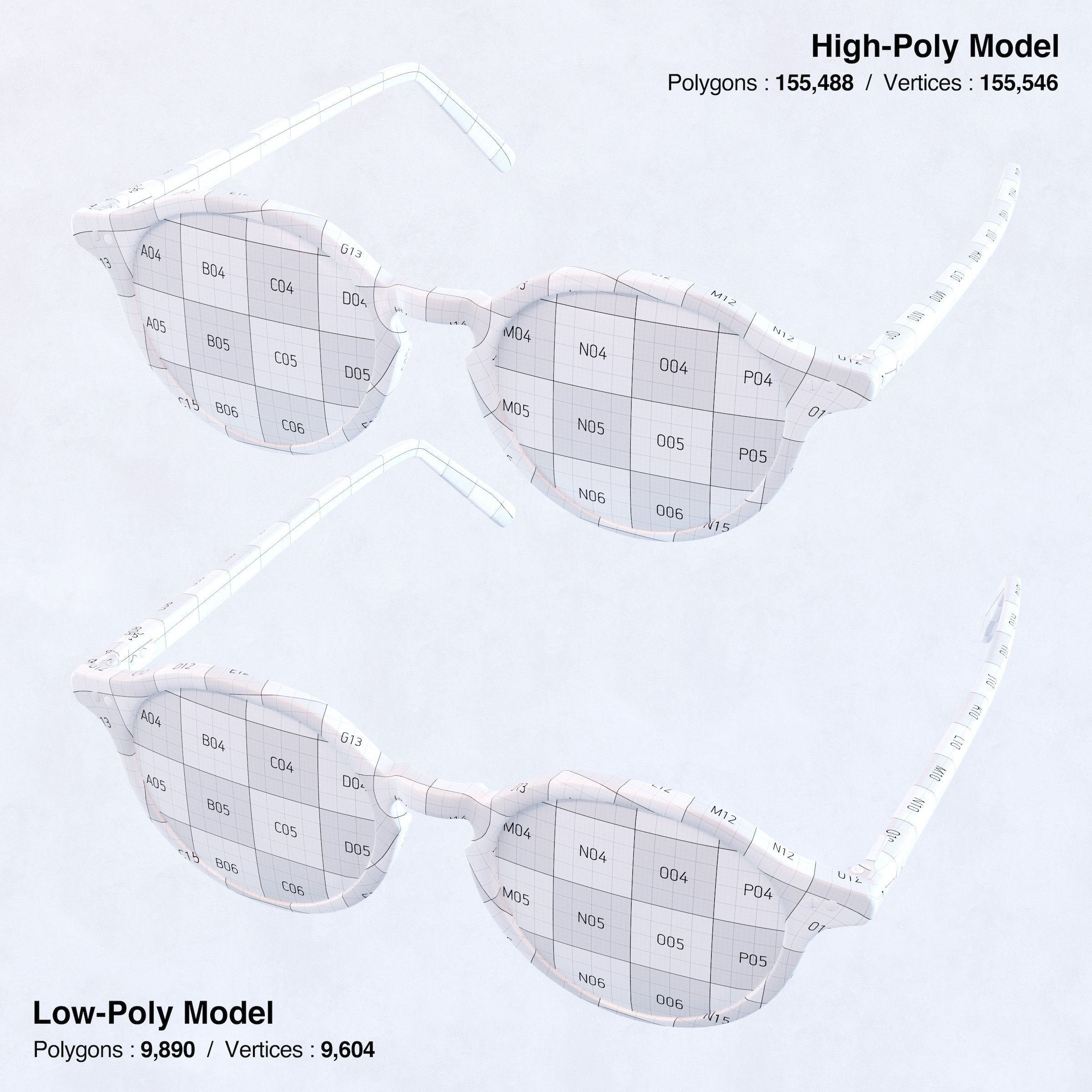 Round Eyeglasses Low-poly 3D model_4