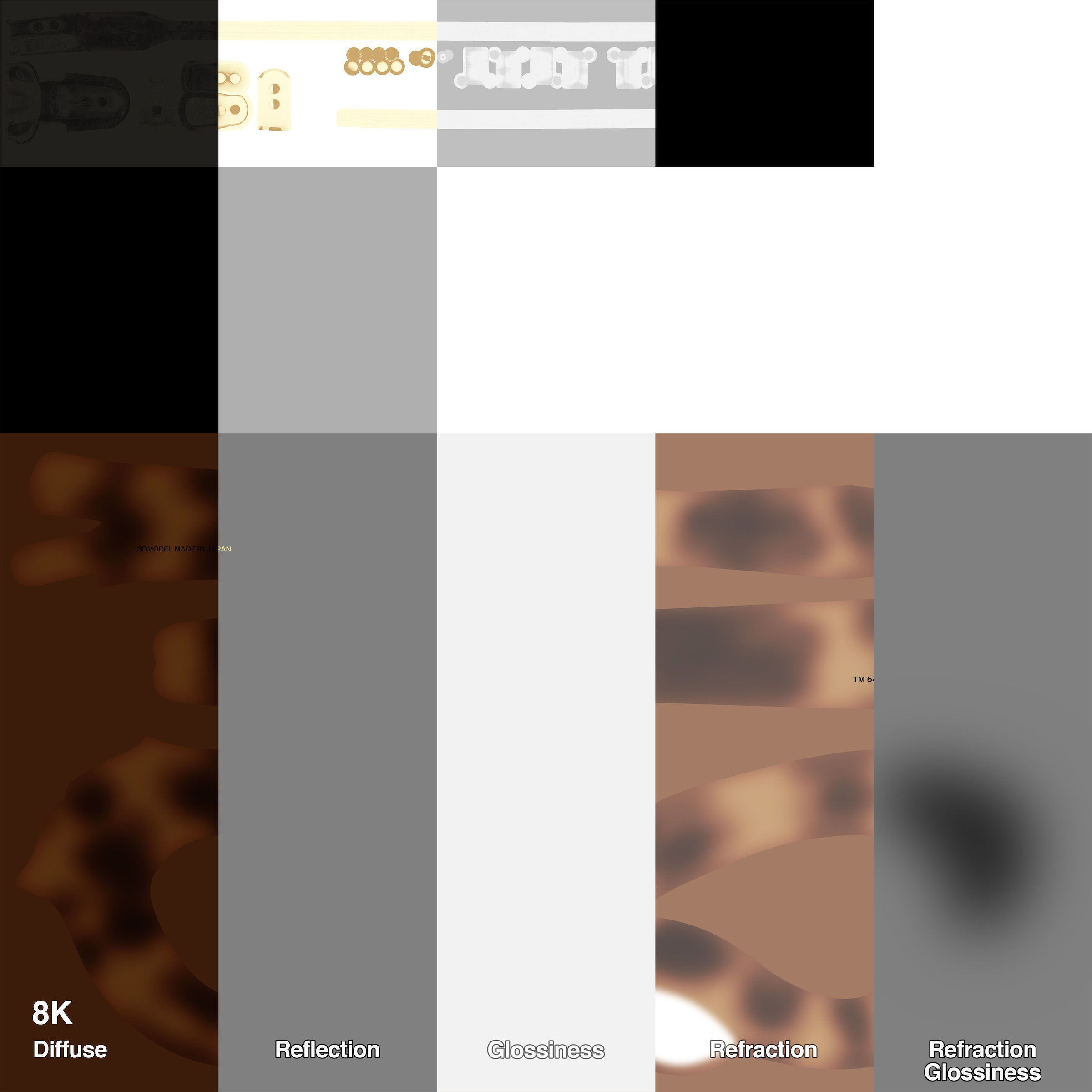 Round Eyeglasses Low-poly 3D model_8