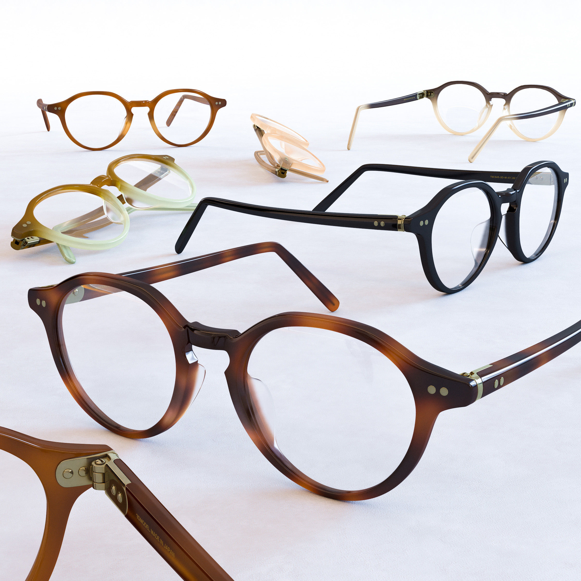 Round Eyeglasses Low-poly 3D model_0