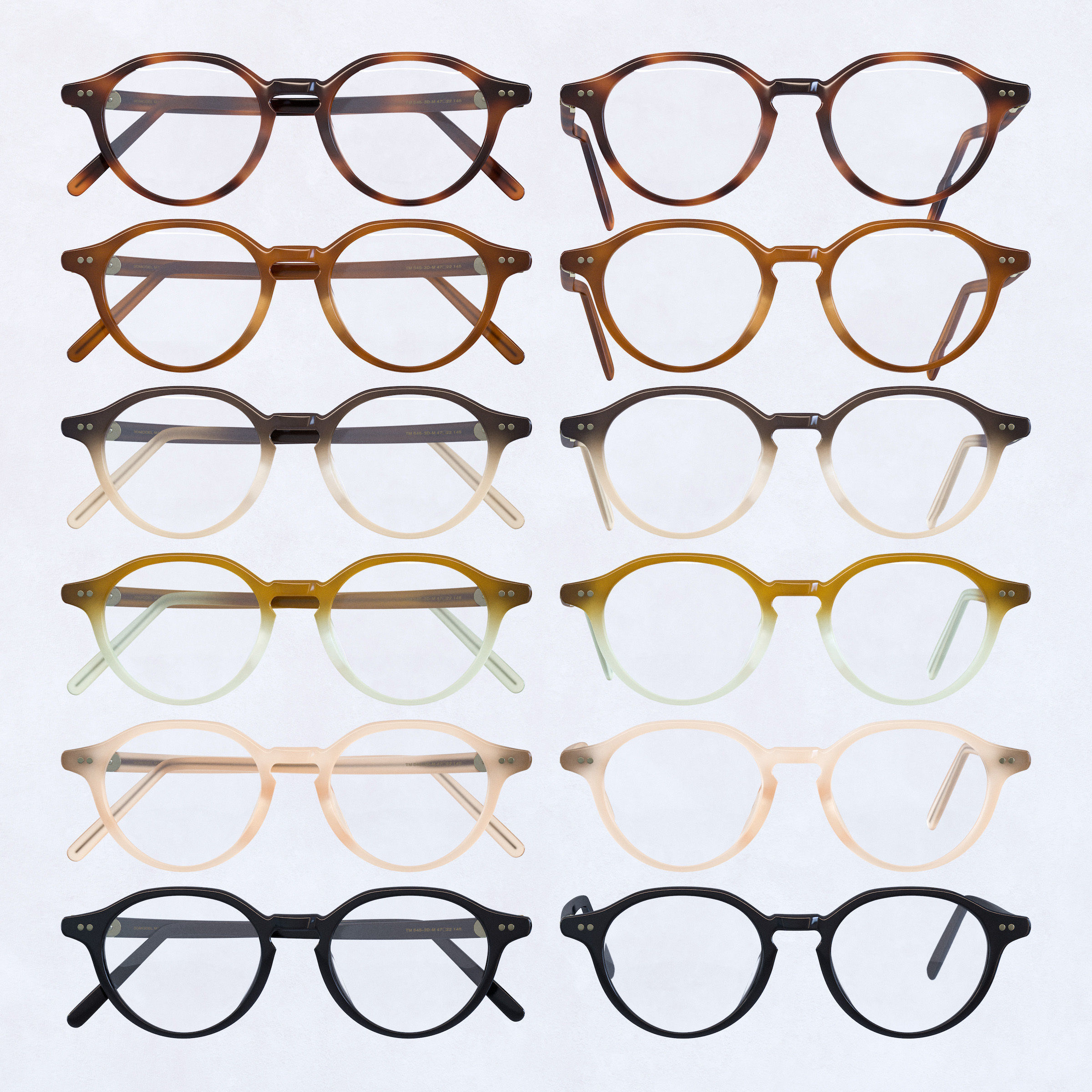 Round Eyeglasses Low-poly 3D model_1