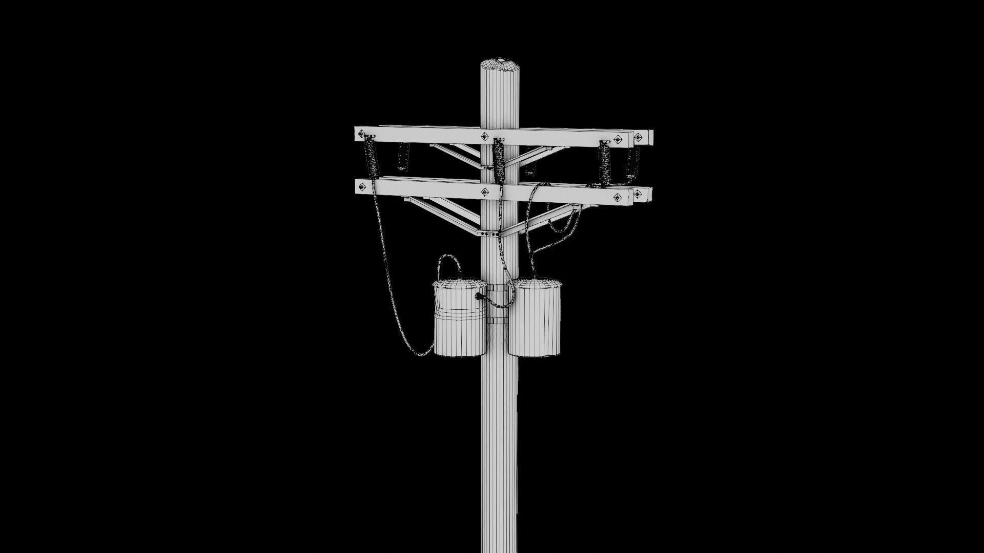 Utility Pylon Low-poly 3D model_4